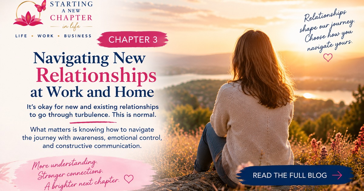 A woman sitting on a hilltop at golden hour, representing navigating new relationships at work and home